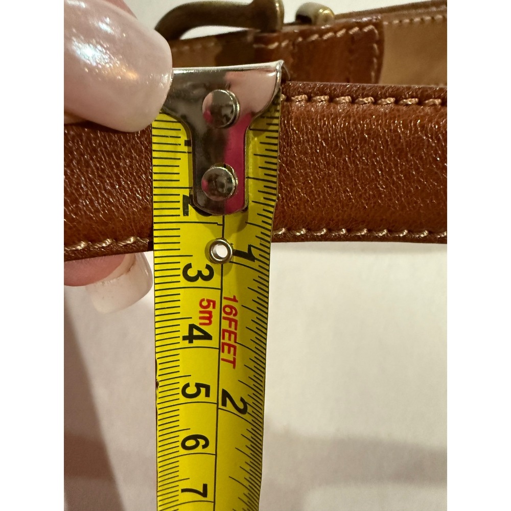 Talbots Geniune Leather Brown Belt Medium 1 Inch Wide Brass Buckle Classic - Picture 10 of 10